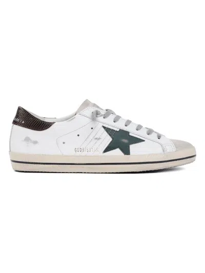 Golden Goose Super-star Ltd Trainer With Crocodile Print Star In White,seedpearl,green