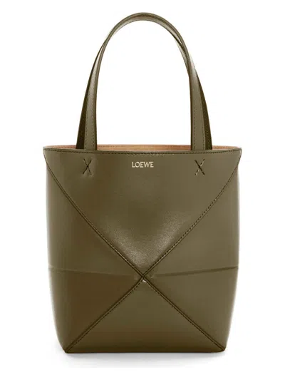 Loewe Puzzle Fold Tote Green Eucalyptus Bag In Dkhaki