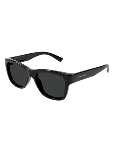 Saint Laurent Logo-print Wayfarer-frame Sunglasses In Black