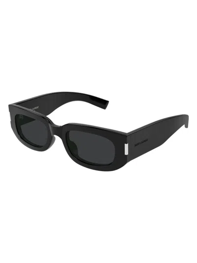 Saint Laurent Dark Grey Oval Unisex Sunglasses Sl 697 001 51 In Black