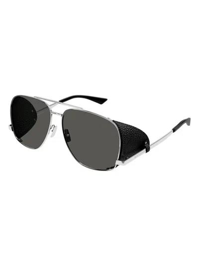 Saint Laurent Sunglasses Sl 653 Leon Leather Spoiler In Silver