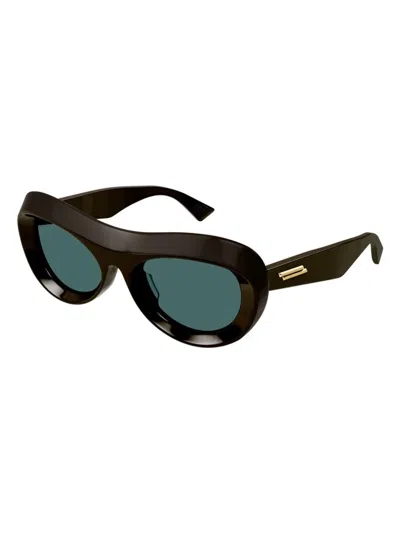 Bottega Veneta Brown Scoop Round Acetate Sunglasses In Brown