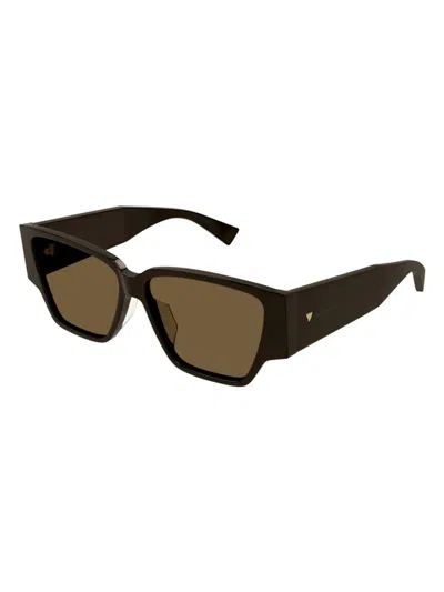 Bottega Veneta Geometric Frame Sunglasses In Brown