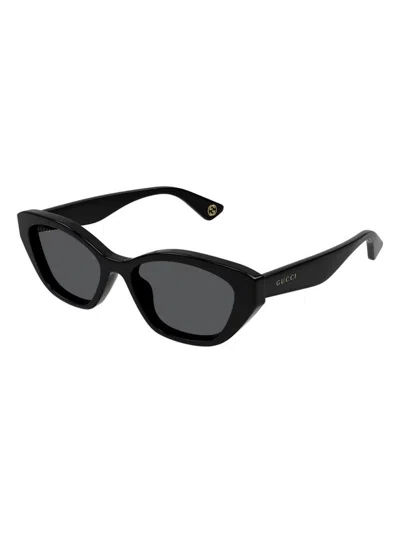 Gucci Gg1638s Linea Lettering 001 Black Grey Sunglasses In Black