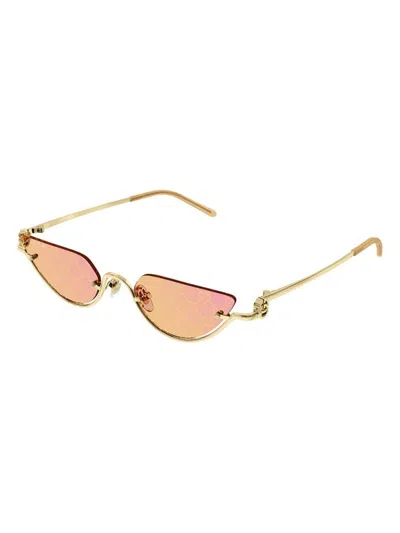 Gucci Gg1603s Linea Gg Logo 004 Gold Yellow Sunglasses In Gold