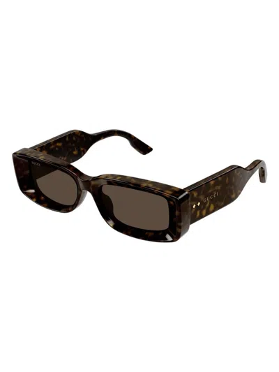 Gucci Rectangular Frame Sunglases In Havana