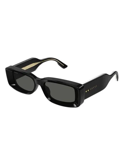 Gucci Grey Rectangular Ladies Sunglasses Gg1528s 001 53 In Black