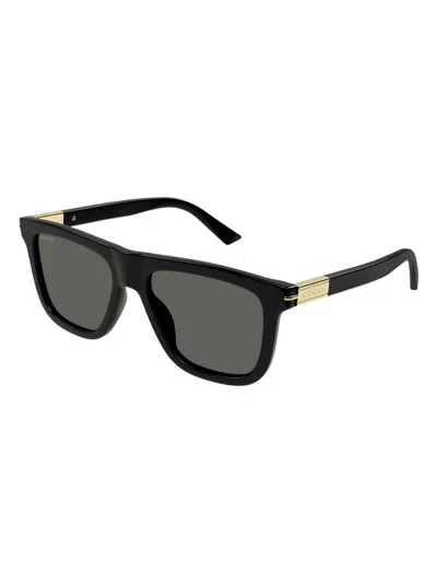 Gucci Men's Web Ingot Gg1502s 54mm Square Sunglasses In Black