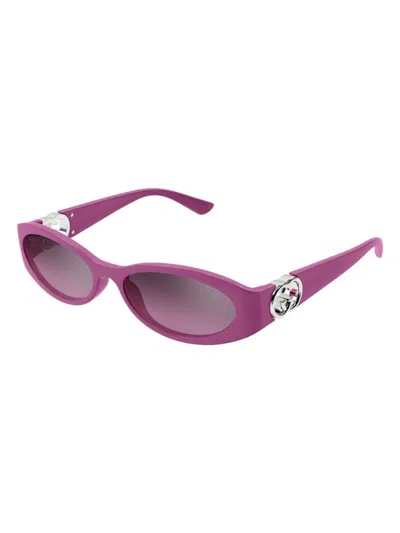 Gucci Pink Mirrror Gradient Oval Ladies Sunglasses Gg1660s 003 54 In Fuchsia