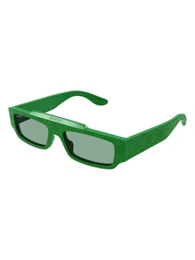 Gucci Rectangle-frame Sunglasses In Green