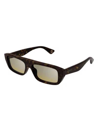 Gucci Tortoiseshell Rectangle-frame Sunglasses In Havana