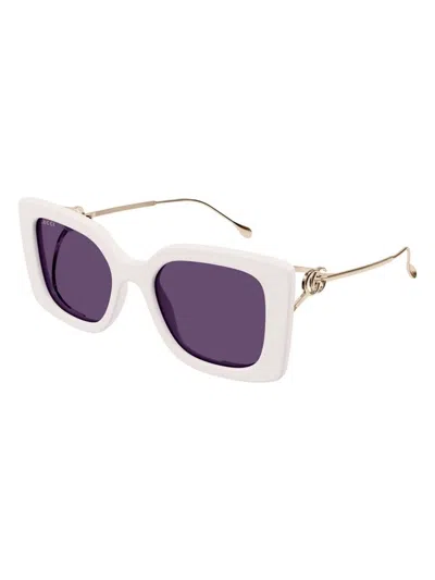 Gucci Violet Square Ladies Sunglasses Gg1567sa 003 54 In Ivory