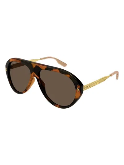 Gucci Eyewear Aviator Frame Sunglasses In Brown