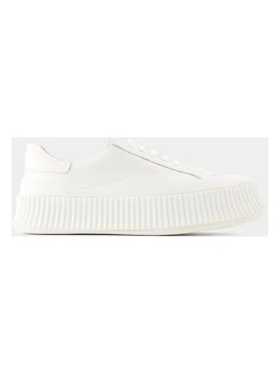 Jil Sander Man Sneakers Ivory Size 10 Textile Fibers In White