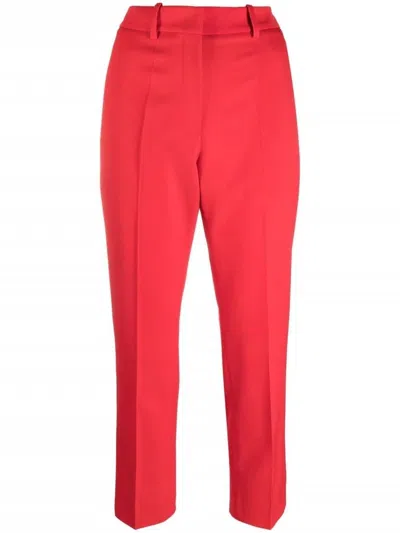 Valentino Tailored Cropped Trousers In Lipstick Red