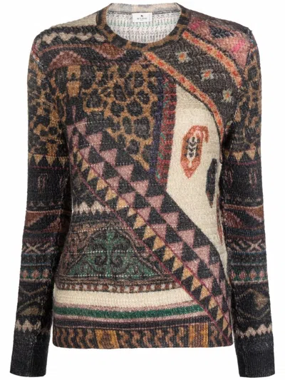 Etro Multicolour Patterned Knitted Jumper In 800