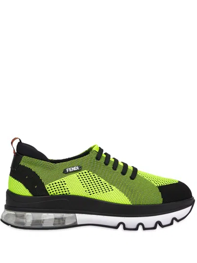 Fendi Knitted-style Sneakers In Black,yellow