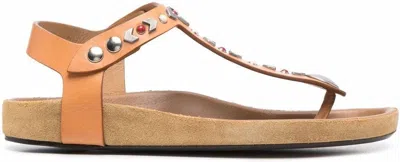 Isabel Marant Woman Toe Strap Sandals Rust Size 11 Soft Leather In Natural