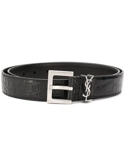 Saint Laurent Men's Ysl Belt In Blackcocco