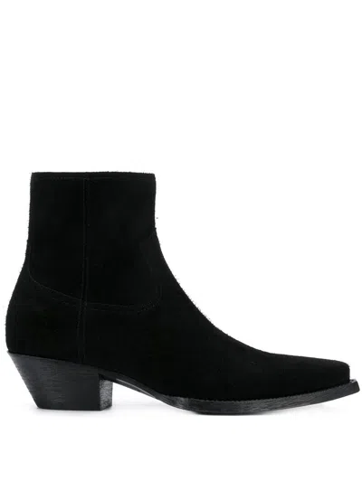 Saint Laurent Streamlined Almond Toe Block Heel Ankle Boots In Ne 1000