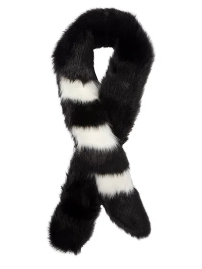 Off-white Luxury Faux Fur Scarf For Women In Black