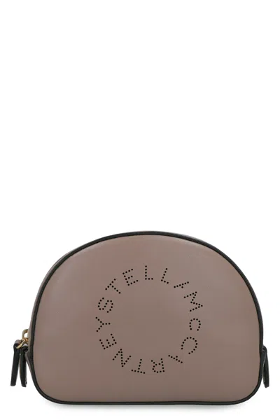 Stella Mccartney Logo Wash Bag Trimmings Contrasting In Mud