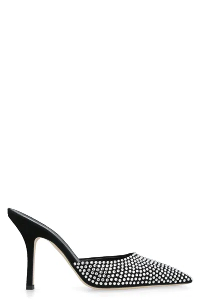Paris Texas 100mm Hollywood Embellished Leather Mules In Black
