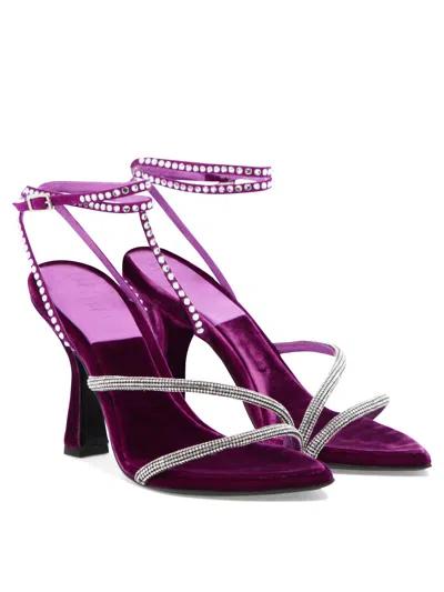3juin Crystal-strap Velvet Sandals In Purple