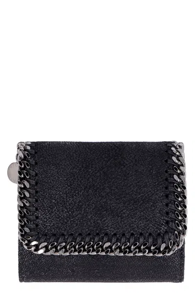 Stella Mccartney Falabella Shaggy Deer Flap Wallet In Black