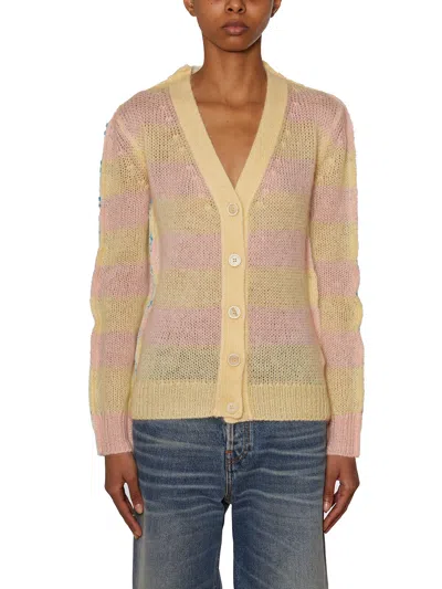 Marni Multicolor Mohair And Wool Cardigan For Women In Multicolor