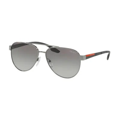 Prada Men's  Linea Rossa Lifestyle Ps 54ts 5av3m1 Sunglasses In Gray