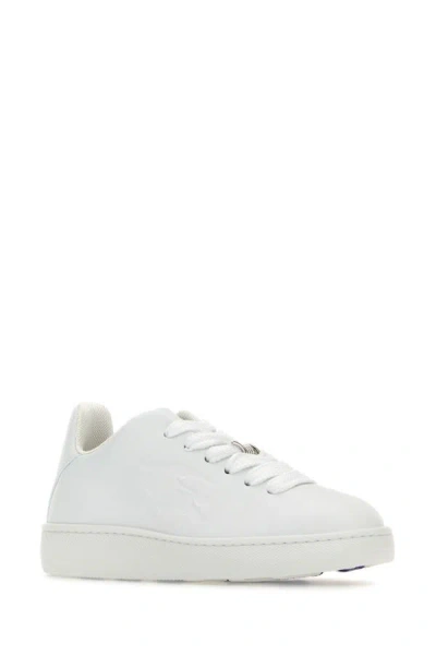 Shop Burberry Woman White Leather Sneakers