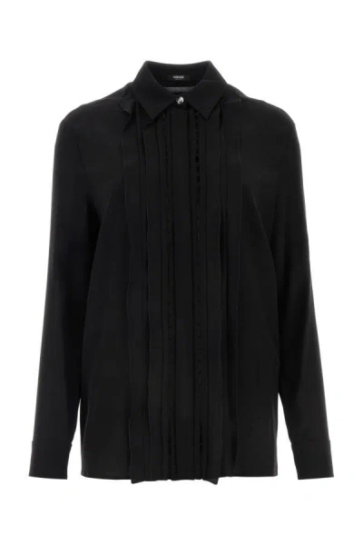 Versace Elegant Crepe Shirt For Women In Black