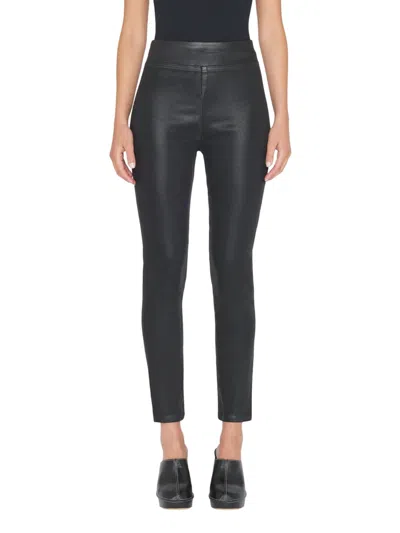 FRAME WOMEN'S JET SET SKINNY CROP SLIT PANTS IN NOIR COATED 