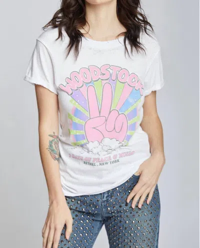 Recycled Karma Woodstock Burn Out Tee In White In White