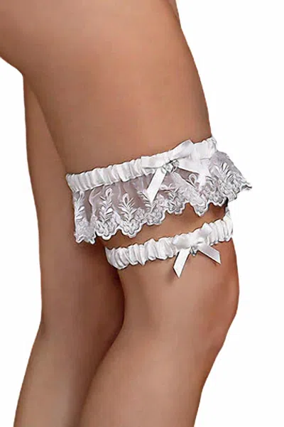 Icollection 2pc. Lace Garter Belt In White In White
