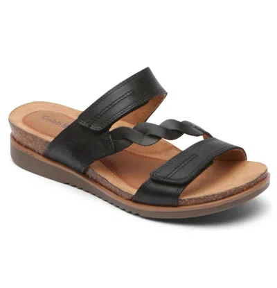Cobb Hill Women's May Wave Slide Sandal - Extra Wide Width In Black In Black