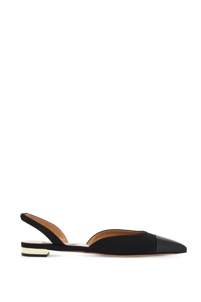 Aquazzura 'milanese' Black Slingback Ballet Flats