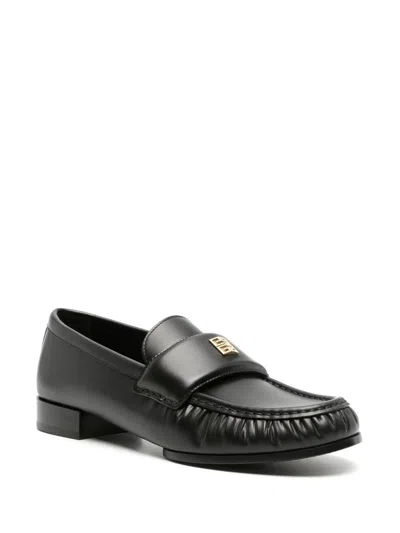 Givenchy Classic Lambskin Loafers With Ruched Detailing In Black