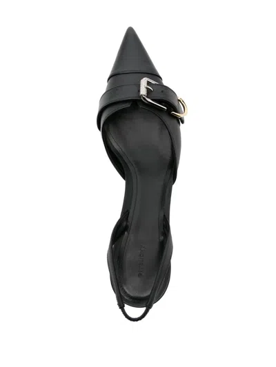 Givenchy Voyou Buckled Textured-leather Slingback Pumps In Black