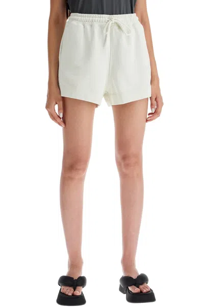 Shop Ganni Sweatshirt Fabric Shorts In White