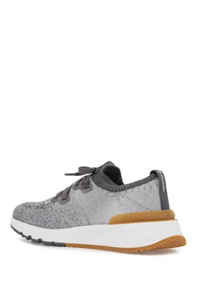 Shop Brunello Cucinelli Knit Chine Sneakers In In Grey