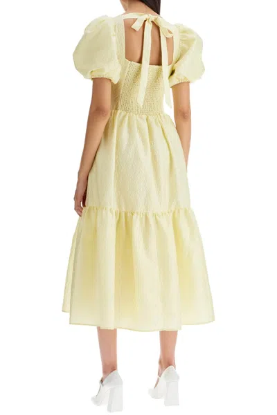 Shop Self-portrait Self Portrait Midi Jacquard Dress In Yellow