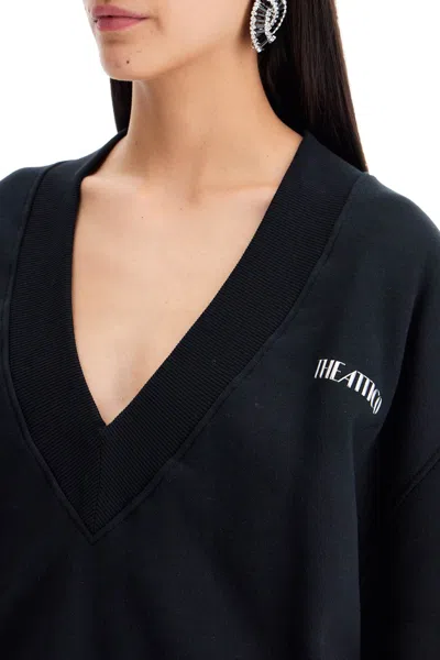 Attico Oversized Logo-embellished Cotton-blend Jersey Sweatshirt In Black