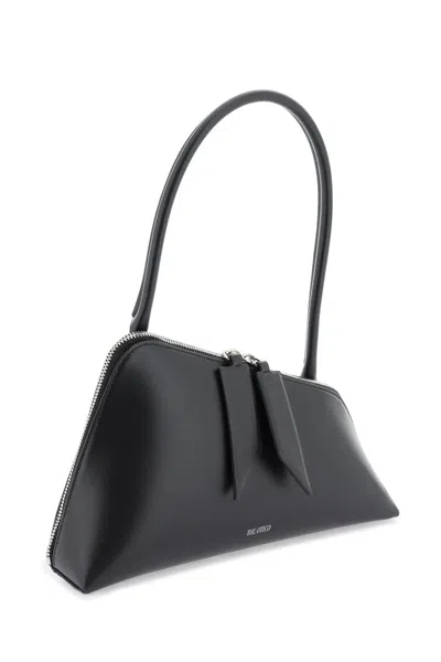 Shop Attico The  Leather Sunrise Shoulder Bag In 黑色的