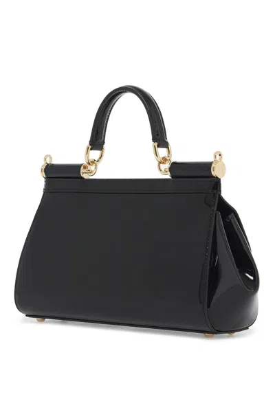 Shop Dolce & Gabbana Extended Sicily Handbag With Elong In 黑色的