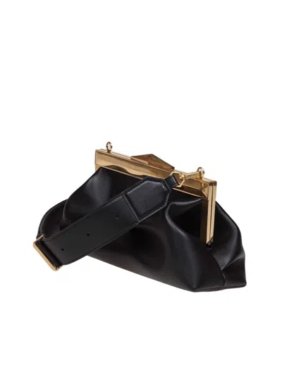 Shop Jimmy Choo Soft Leather Clutch In Black/gold