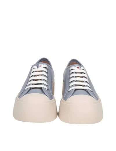 Shop Marni Leather Lace-up Sneakers In Grey