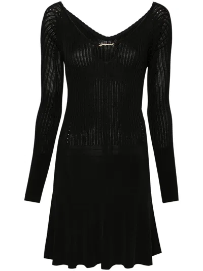 Jacquemus Womens Black Logo-plaque Slim-fit Knitted Mini Dress In Black