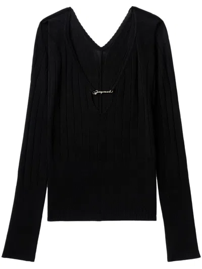 Jacquemus Pralu Top With Viscose Blend In Black